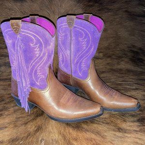 FABULOUS Ariat SUEDE Boots PURPLE PINK Big Kid 5 Womens 7 Cushioned Footbed
